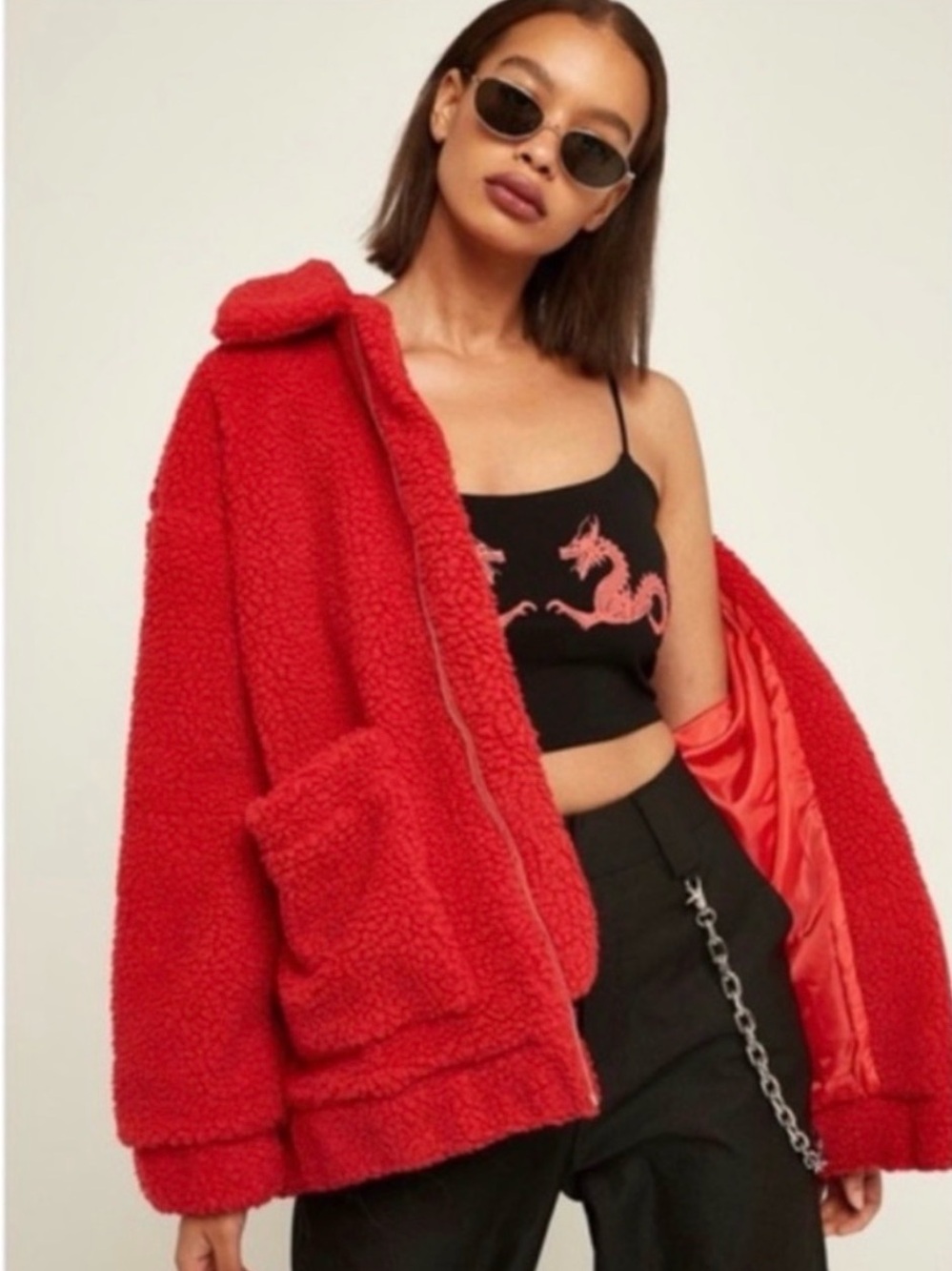 I.AM.GIA Pixie Sherpa Teddy Coat in Red